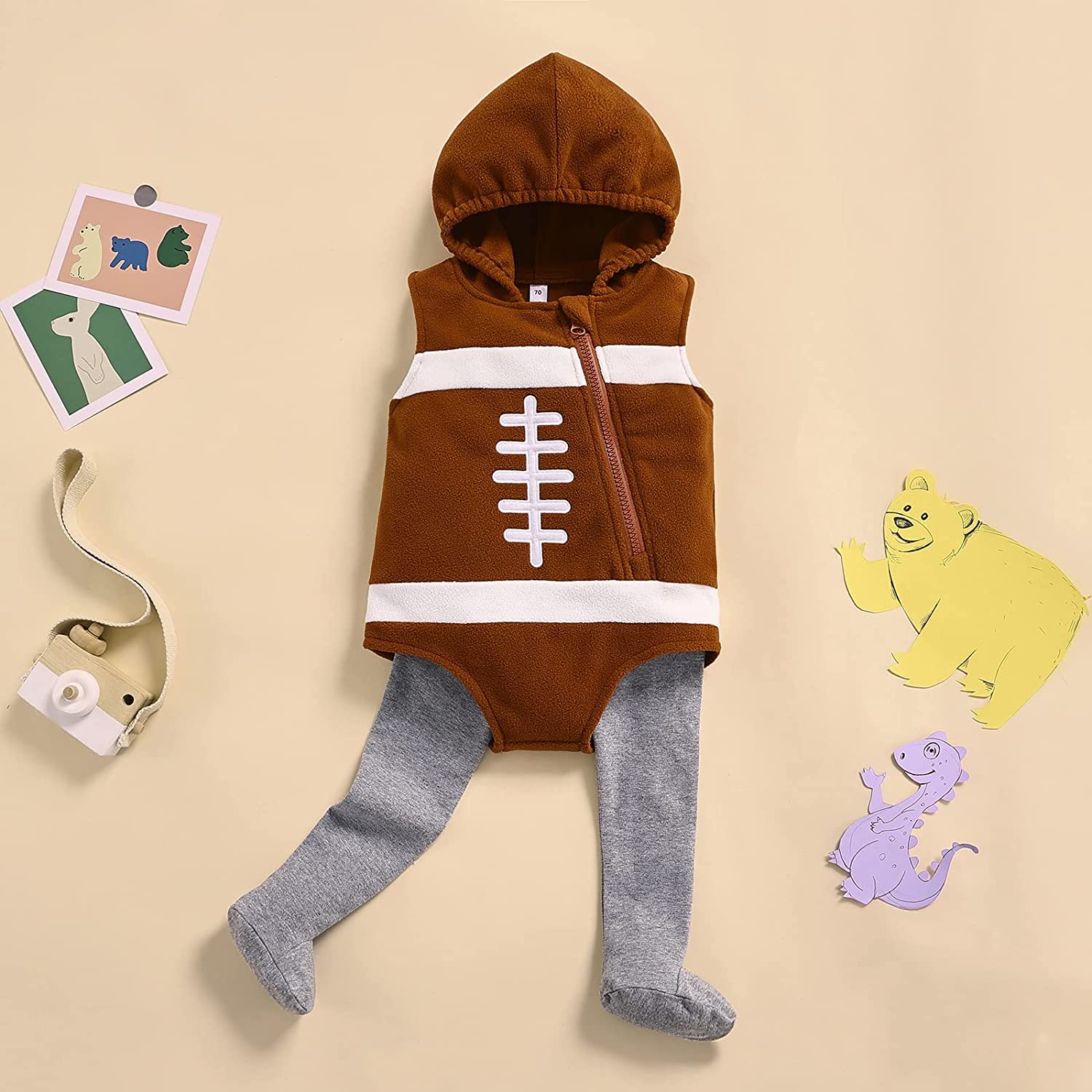 Unsiex Infant Baby Boys Girls Halloween Pumpkin Costume Romper Bodysuit Outfits Dress Up Set … - Image 2